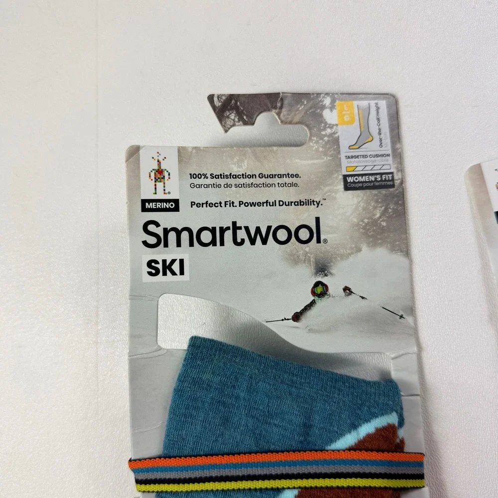 2 Smartwool Women Ski Targeted Cushion OTC Merino Wool Socks L Teal Brown NEW